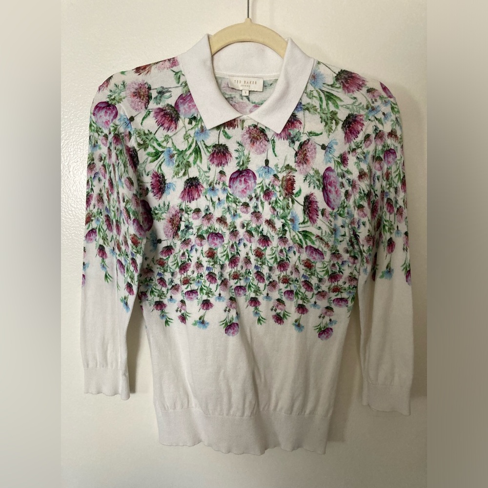 Ted Baker Karn Thistle Print Cotton Sweater